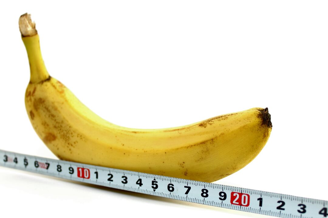 La dimensione del pene sull'esempio di una banana